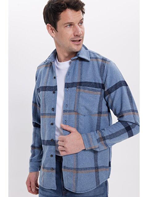 TUDORS Erkek Regular Fit Rahat Kesim Kışlık Kareli Oduncu Gömlek - S000525534-1342