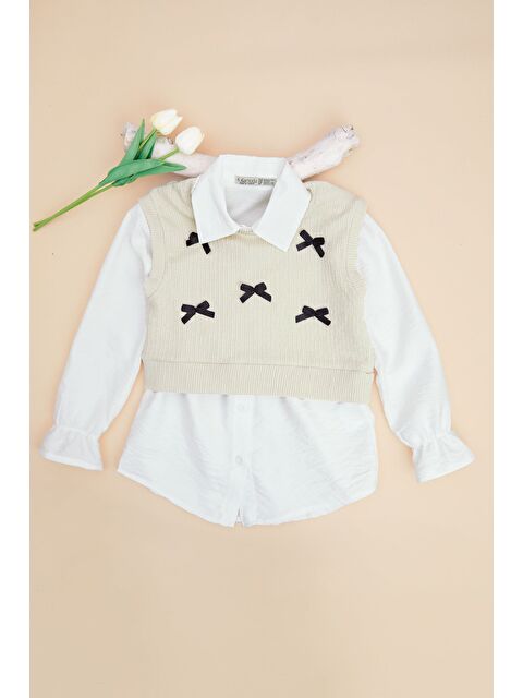 Fullamoda Fiyonklu Süveterli Kız Çocuk 2 Li Takım - S000518488-20063