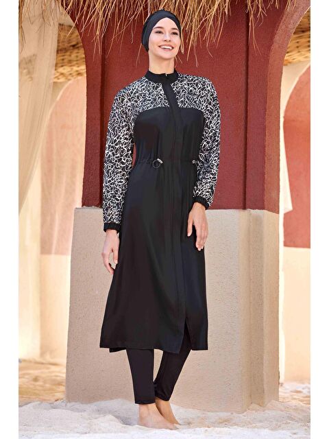 Adasea Uzun Tam Boy Tam Kapalı Tesettür Mayo Dulcıe 1412 Siyah - S000207487-19351