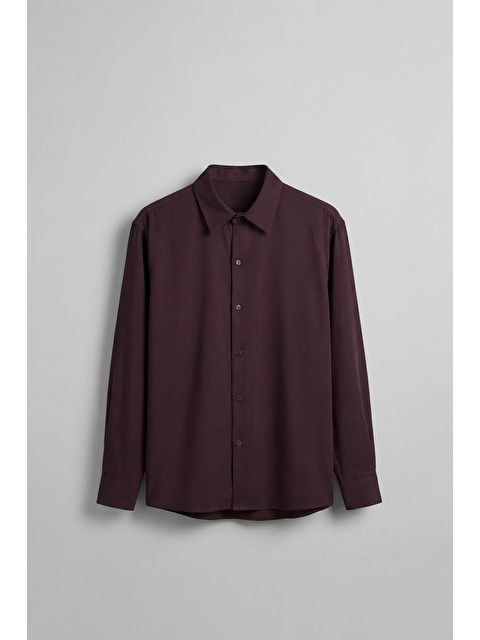 Abluka Online Erkek Relaxed Fit Uzun Kollu Basic Gömlek Mürdüm - S000510392-20036