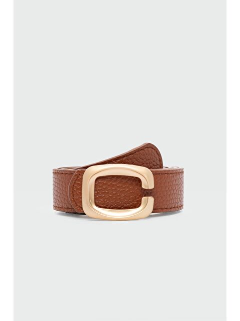 Shulebags Dikdörtgen Şekilli Suni Deri Kemer Taba - S000440915-14955