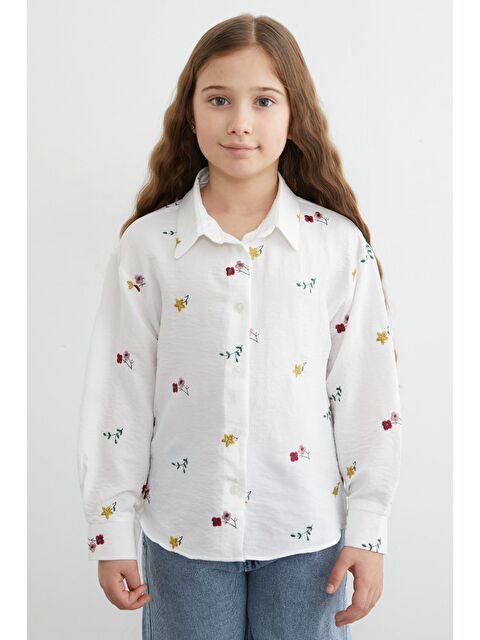 Fullamoda Çiçek Nakışlı Kız Çocuk Gömlek - S000514670-20063