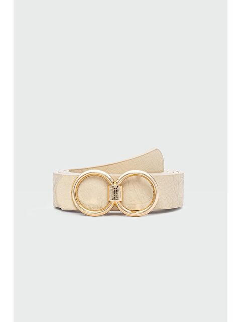 Shulebags Uzun Tokalı Suni Deri Kemer Krem - S000440687-19966