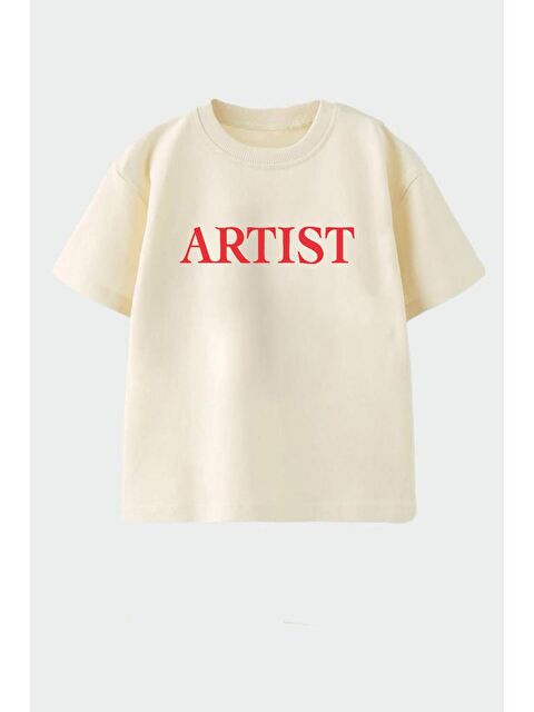 Monila Unisex Çocuk Pamuklu Bisiklet Yaka Baskılı T-Shirt - S000514674-25636