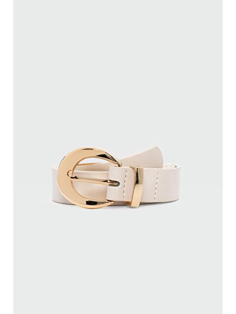 Shulebags Oval Tokalı Suni Deri Kemer Krem - S000440934-19966