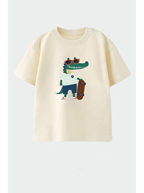 Monila Erkek Çocuk Pamuklu Bisiklet Yaka Baskılı T-Shirt - S000514675-25636