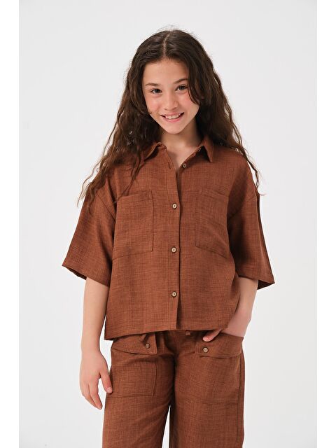 JAZZİEE Genç Kız Çocuk Cepli Kısa Kollu Gömlek - S000315637-19413