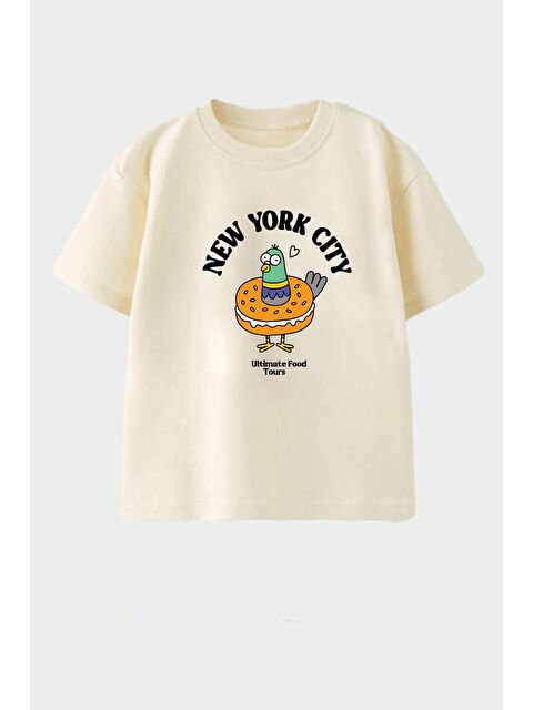 Monila Unisex Çocuk Pamuklu Bisiklet Yaka Baskılı T-Shirt - S000514678-25636