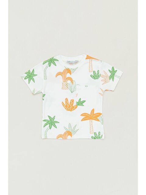 Fullamoda Palmiye Baskılı Bisiklet Yaka Erkek Çocuk Tişört - S000222268-20013
