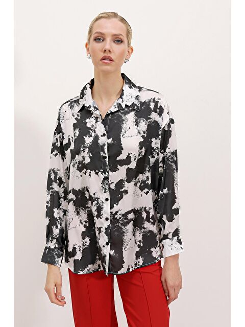 Bigdart 3964 Hafif Dökümlü Saten Gömlek - L. Siyah - S000089376-2595