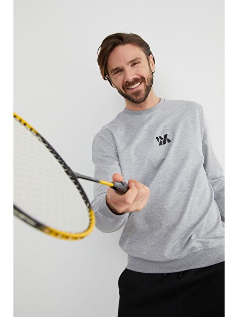 Fullamoda Kabartma Baskılı Bisiklet Yaka Sweatshirt - S000434129-74