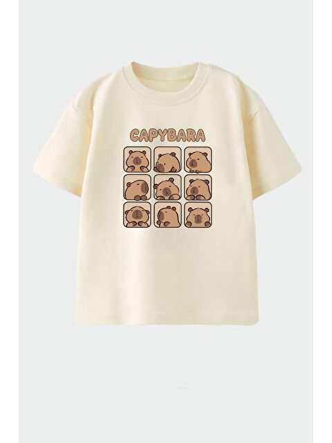 Monila Unisex Çocuk Pamuklu Bisiklet Yaka Baskılı T-Shirt - S000514681-25636