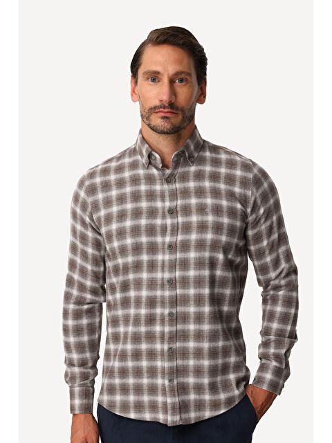 igs Erkek Kahve Dynamic Fit Düğmelİ Yaka Gömlek - S000525543-19413