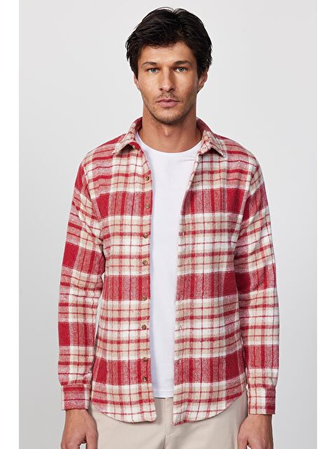 TUDORS Slim Fit Uzun Kollu Dar Kesim Kareli Kışlık Oduncu Erkek Gömlek