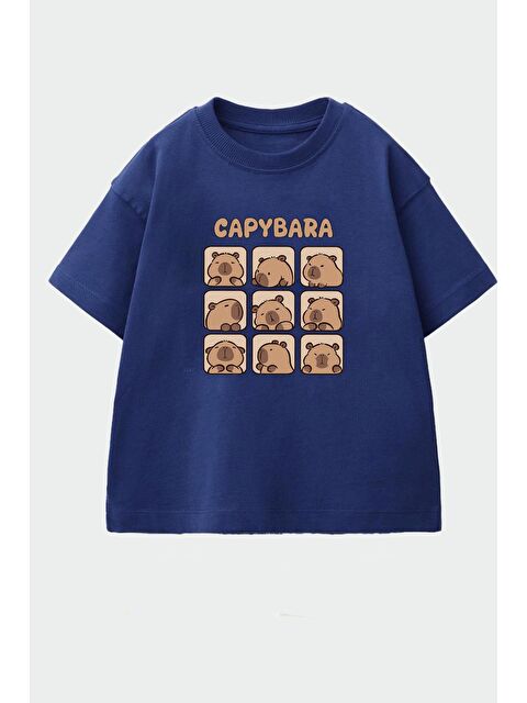 Monila Unisex Çocuk Pamuklu Bisiklet Yaka Baskılı T-Shirt - S000514681-21164