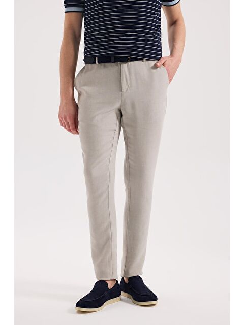 JAKAMEN Gri Comfort Fit Beli Lastikli Jagger Pantolon