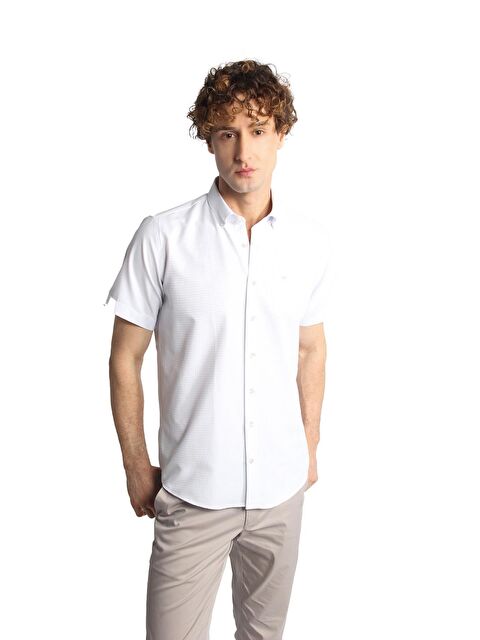 igs Erkek Mavi Regularfit / Rahat Kalıp Düğmeli Yaka Gömlek Kısa Kol - S000525546-17234