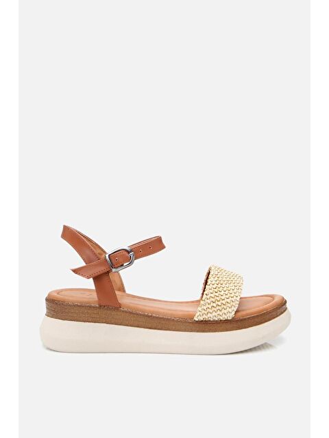 Yaya By Hotiç Kadın Bej Hasır Detaylı Comfort Düz Sandalet - S000445839-19928