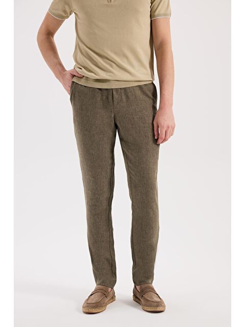 JAKAMEN Haki Comfort Fit Beli Lastikli Jogger Pantolon