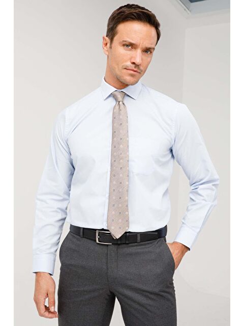 igs Açık Mavi Regular Fit Rahat Kalıp Klasik Yaka Düz Uzun Kollu Cepli Kolay Ütülenir Gömlek - S000490107-17234