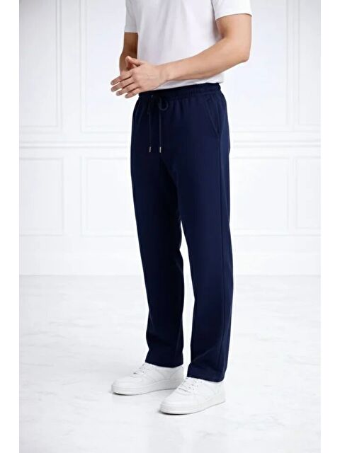 Jane's Erkek Düz Paça Beli Lastikli İpli Günlük Spor Eşofman Altı Rahat Fit - Lacivert