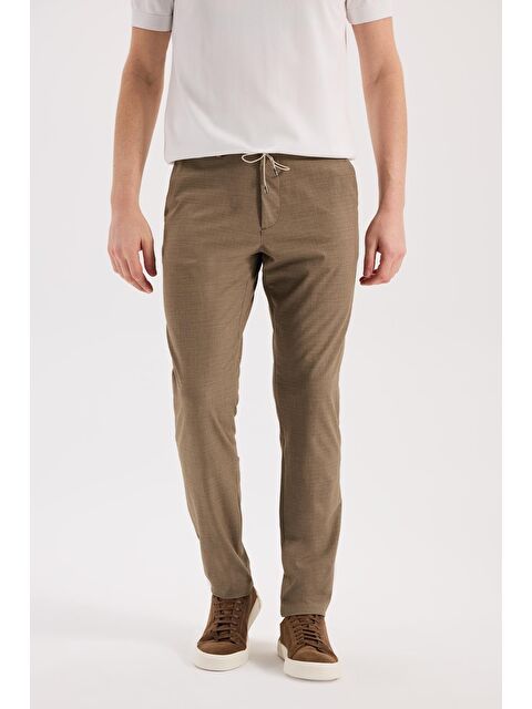 JAKAMEN Vizon Comfort Fit Beli Lastikli Esnek Kumaş Jogger Pantolon