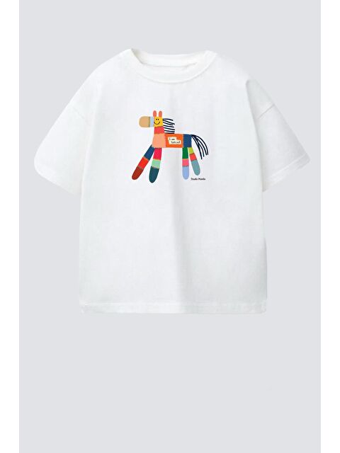 Monila Unisex Çocuk Pamuklu Bisiklet Yaka Baskılı T-Shirt - S000514693-19965