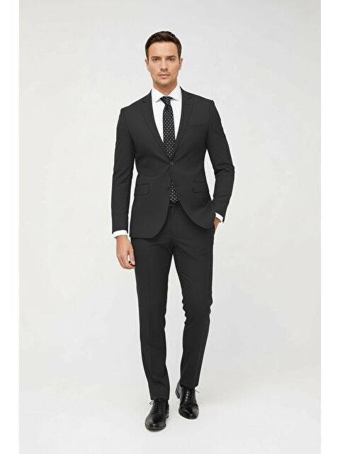 igs Erkek Füme Slim Fit Dar Kalıp Klasik Takım Elbise - S000525549-33408