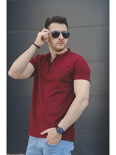 Oksit Hakim Yaka Petek Kumaş Yarım Fermuarlı Erkek Tshirt - S000128548-19951