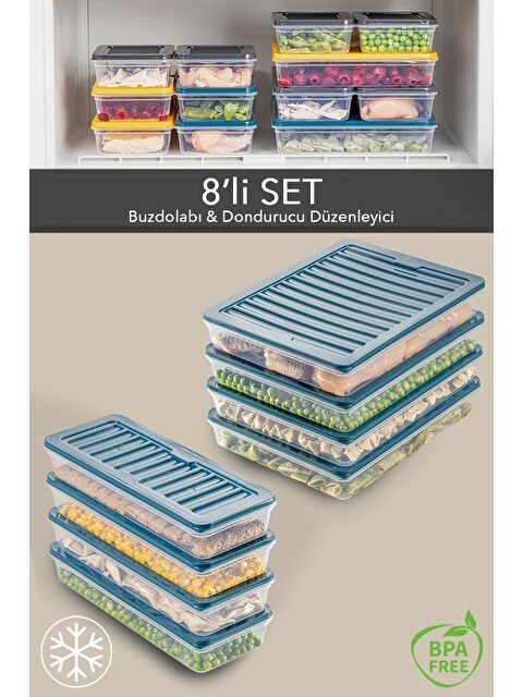 Meleni Home 8 li Mikrodalgaya Uyu mlu Erzak Kabı Petrol 4x2400 ml 4x1170 ml - S000378892-17234