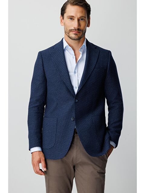 igs Erkek Lacivert Regularfit / Mono Yaka Rahat Kalıp  Ceket - S000525552-21164