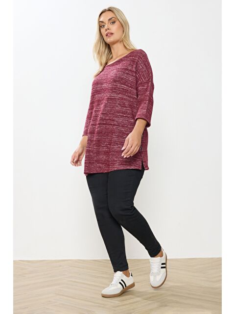 Stil Diva Büyük Beden Bisiklet Yaka Yarım Kol Düğme Detaylı Sweatshirt 304438 - S000484735-20042