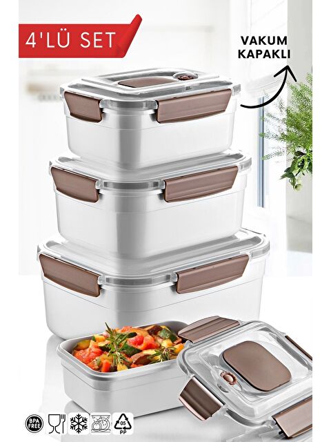 Nandy Home 4 Lü Set Vakum Kapaklı Mikrodalga ve Difrizde Kullanılabilen Saklama Kabı Seti - S000297640-19966