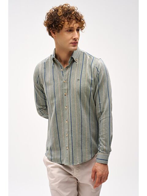 igs Erkek Haki Dynamic Fit Düğmeli Yaka Gömlek - S000525556-18547