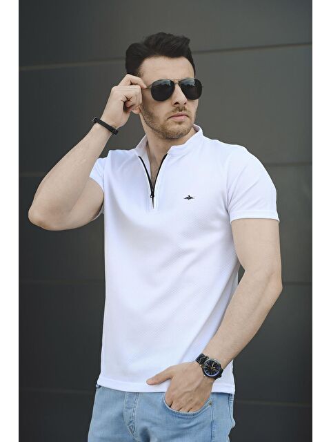 Oksit Hakim Yaka Petek Kumaş Yarım Fermuarlı Erkek Tişört - S000128548-20063