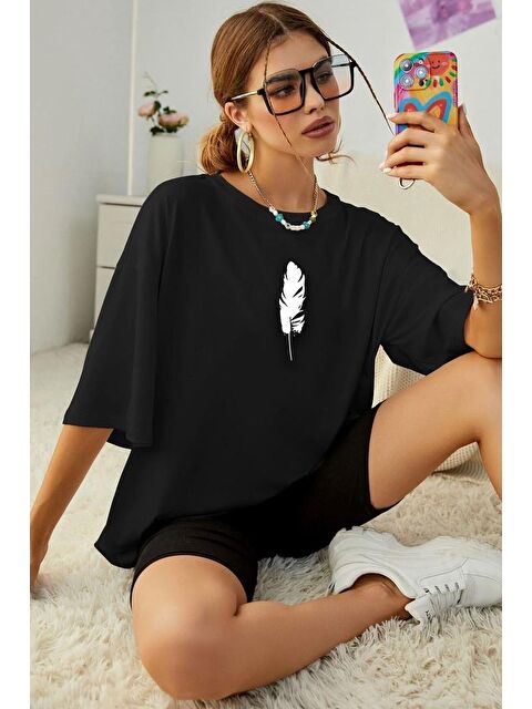 uyguntarz Unisex Tüy Baskılı T-shirt - S000243521-19351