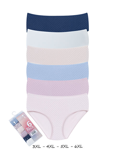 Dominant Kadın Büyük Beden Pamuklu Yüksek Bel Külot 6'lı Paket