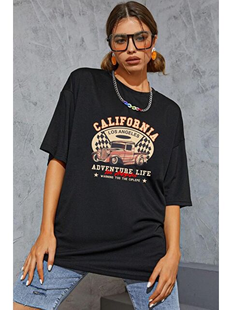 uyguntarz Unisex California Baskılı T-shirt - S000243524-19351