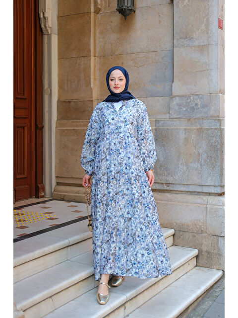 Locco Moda Kadın Çicek Desenli Elbise Lila - S000380048-17878