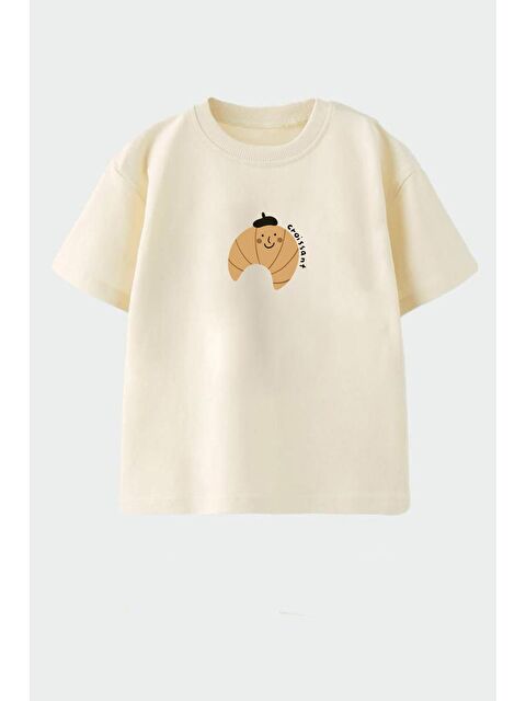 Monila Unisex Çocuk Pamuklu Bisiklet Yaka Baskılı T-Shirt - S000514689-25636