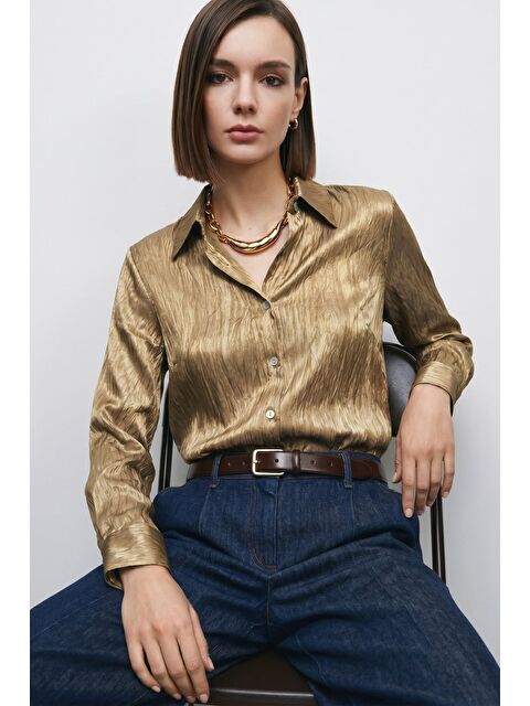 SATEEN Salaş Gömlek - Bej