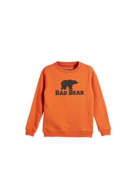 Bad Bear Logo Crewneck Kids Turuncu Baskılı Çocuk Sweatshirt - S000268415-20013