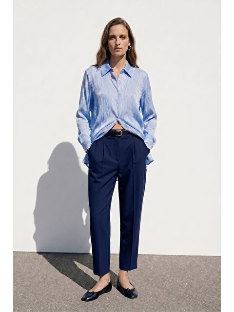 SATEEN Salaş Gömlek - Mavi