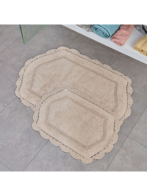 Evidea Soft Lace 2'li Banyo Paspası - Bej - 40x60 cm + 60x90 cm - S000476070-19928