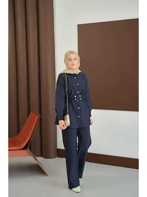 Locco Moda Kadın Kemer Detay Takım Lacivert - S000474963-21164