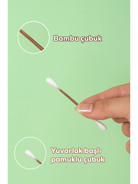 Porsima 3135 Doğal Ahşap Bambu Saplı Standlı Kulak Temizleme Çubuğu Seti- 180 Adet - S000417365-23173