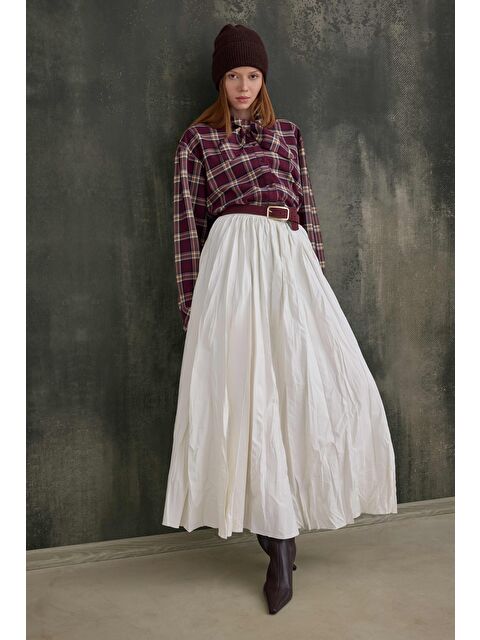 HE-QA Kraşlı Mevsimlik Etek Ekru - S000508096-19965