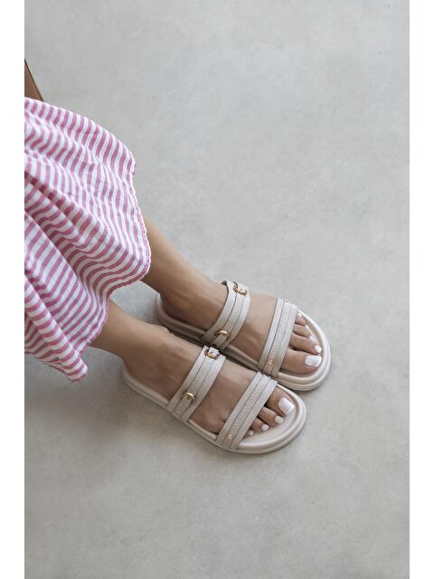 Straswans Cistra Kadın Günlük Konfor Süet Terlik Bej - S000513010-19928