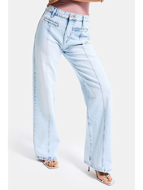 It's Basic Kadın Ice 4s6-3 Straight Fit Cep Yıldız Detaylı Özel Tasarım Denim Jean