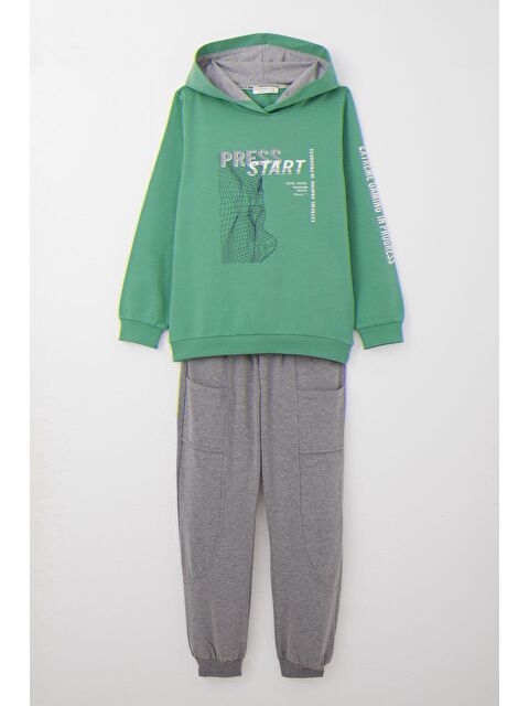 Breeze Erkek Çocuk Eşofman Takım Oyun Temalı Önden Cepli Mint Yeşili (5-10 Yaş) - S000356015-1180